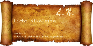 Licht Nikoletta névjegykártya